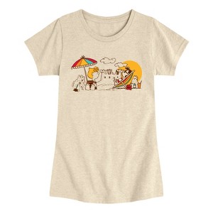 Girls' - Peanuts - Girls Beach Day Fitted Short Sleeve Graphic T-Shirt - 1 of 4
