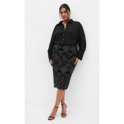 Women's Plus Size Marloes Road Skirt - black | CITY CHIC