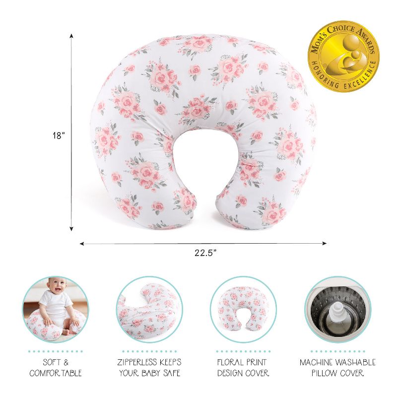 The Peanutshell Nursing Pillow for Breastfeeding, Pink Floral, 6 of 9
