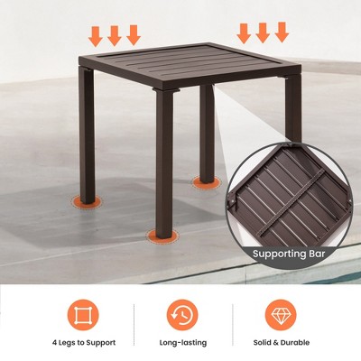 Light Gray Aluminum Square Outdoor Side Table