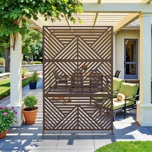 PexFix 72 in. x 35 in. Outdoor Privacy Rectangle Screen Galvanized Steel Panel Divider in Brown - 1 of 4