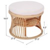 Nordlys Natural Rattan and Beige Fabric Pouf Exotic Boho Upholstery Living Room - 4 of 4
