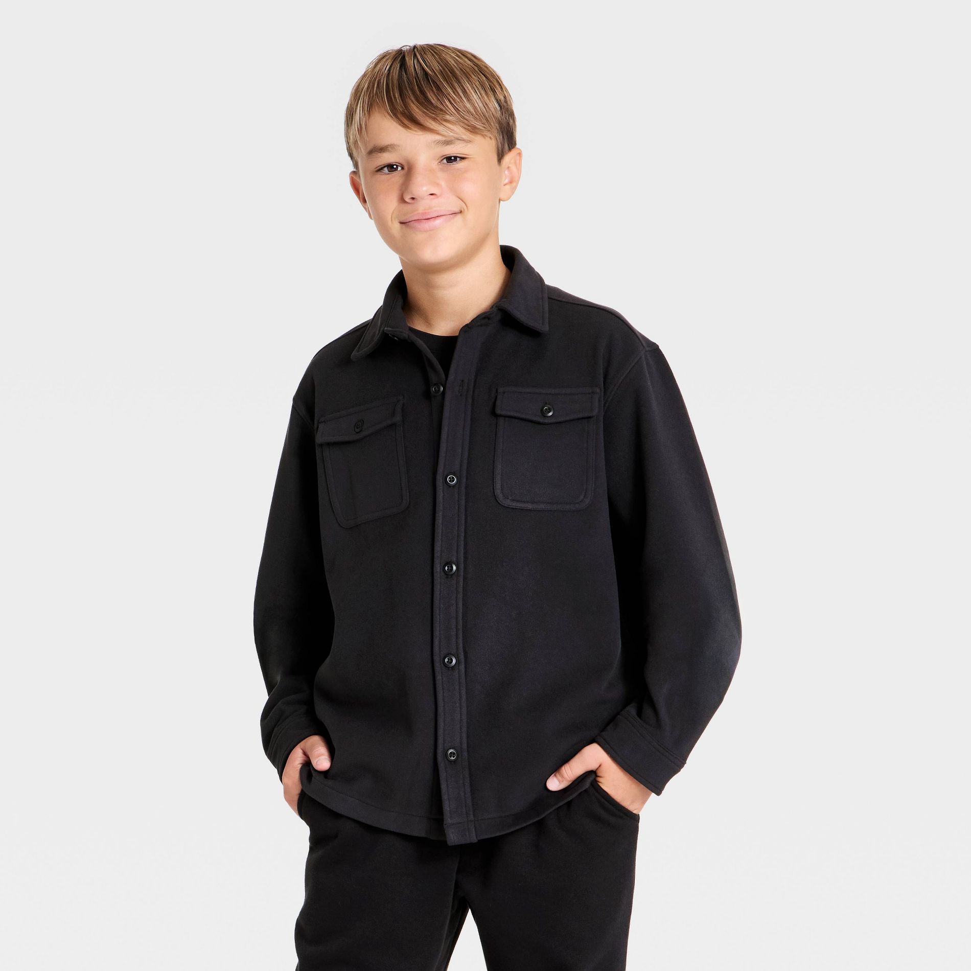 Boys' Long Sleeve Collared Shacket Shirt - All In Motion™
