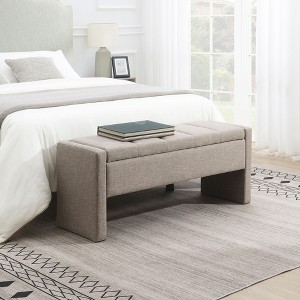 NicBex Linen Fabric Pull-Open Top Ottoman Bench with Storage,Upholstered Storage Ottoman for Bedroom,Entrance - 1 of 4