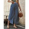 Womens Summer Pants Casual Linen Capris Pants with Drastring Wide Leg Roomy Non-Restrictive Trouser with Curvy Slit Hem - 3 of 4