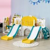 Whisen 8 in 1 Toddler Slide and Kids Swing Set, Baby Slide for Ages 1-3 with 2 Slides, Basketball Hoop - Yellow - 2 of 4