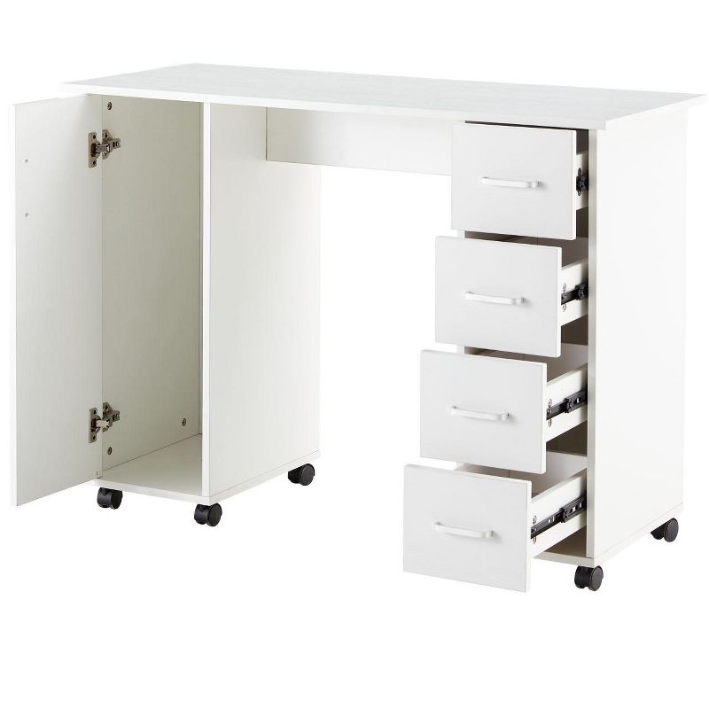 41.73''17.72''x31.5'' Home Office Computer Desk Table with Drawers White, Home Office Desk with Storage Shelves Gaming Desk with Drawers-The Pop Home, 5 of 10