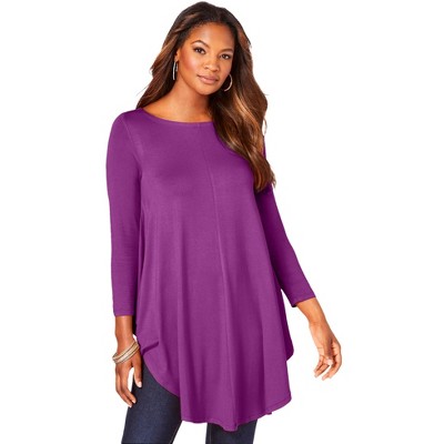 Roaman's Women's Plus Size Boatneck Swing Ultra Drape Tunic