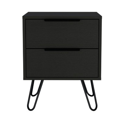 NicBex 17.71 inch Wide Nightstand with 2 Drawers,Modern Side Table with Four Steel Legs,Bedside Table for Bedroom,Living Room,Black/Brown