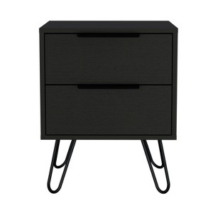 NicBex 17.71 inch Wide Nightstand with 2 Drawers,Modern Side Table with Four Steel Legs,Bedside Table for Bedroom,Living Room,Black/Brown - 1 of 4