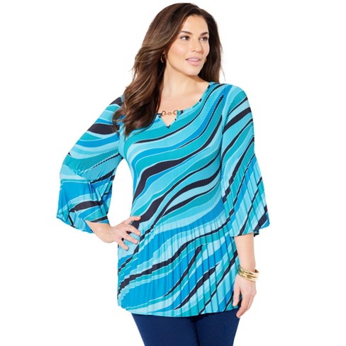 Catherines Women s Plus Size Affinity Chain Pleated Blouse Target