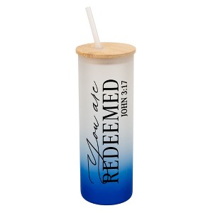 Elanze Designs You Are Redeemed Vertical Walk in Faith Wrap-Around Design 25 Ounce Frosted Gradient Glass On-The-Go Coffee Travel Skinny Tumbler Mug - 1 of 1