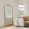 PexFix 68" x 29" Golden Wrought Iron Carved Full Length Mirror Floral Arched Top Rectangle Freestanding Wall Mount - 3 of 4