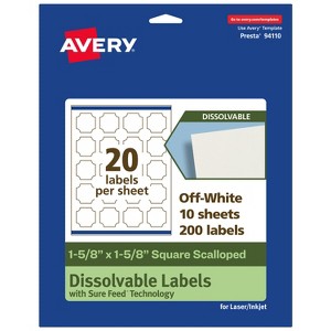 Avery Dissolvable Labels, 1-5/8" x 1-5/8" Square Scalloped - 1 of 4