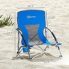 Set of 2 Folding Beach Chairs with Mesh Back, Carry Bag and Cup Holder for Outdoor Camping Lawn Sports Picnic Dark Blue - 3 of 4