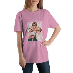Golden Girls Stay Classy Mens Pink Short Sleeve Graphic Tee - 1 of 1