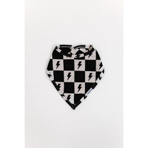 Adjustable Snap Bib | Checkered Lightning Bolts | Charlie Lou Baby - 1 of 1