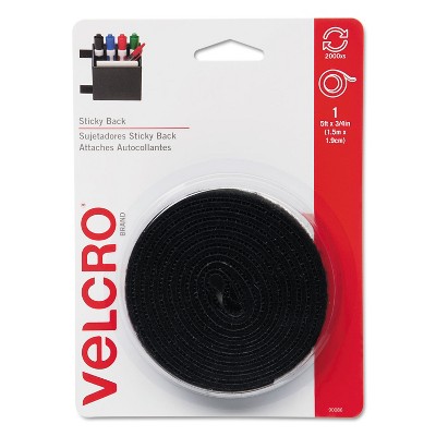 Velcro Sticky-Back Hook and Loop Fastener Tape with Dispenser 3/4 x 5 ft. Roll Black 90086