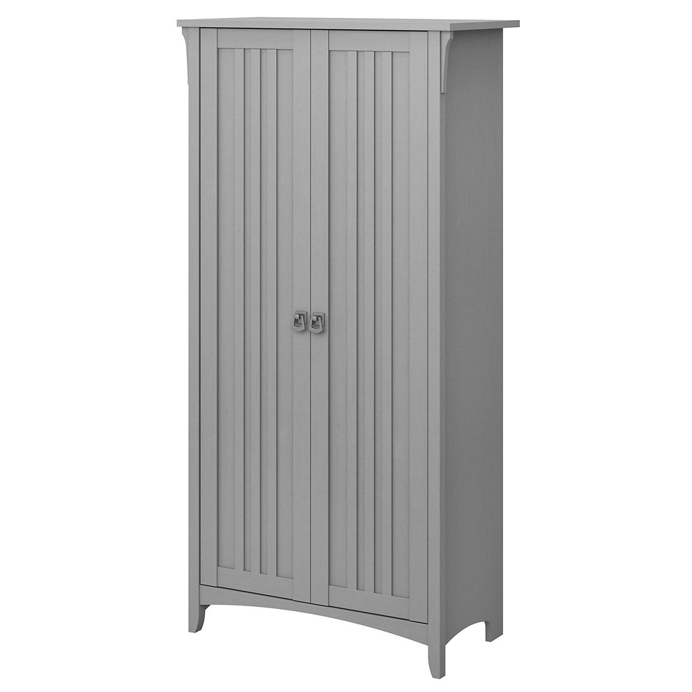 Salinas Tall Storage Cabinet with Doors Cape Cod Gray - Bush Furniture: Nautical Style, 5 Shelves, MDF Construction