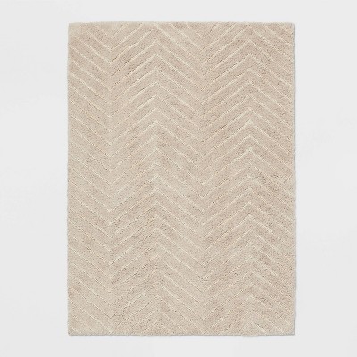 Photo 1 of  Tufted Cotton Chevron Rug Gray - 4f x 5'6