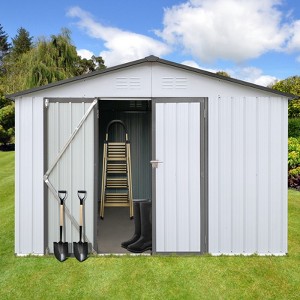 GDFStudio Frank Modern 10x12 FT Metal Outdoor Storage Shed with Padlock - 1 of 4