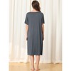 cheibear Women's Short Sleeve Button Down Midi Pajama Dress 2 Packs - 3 of 4