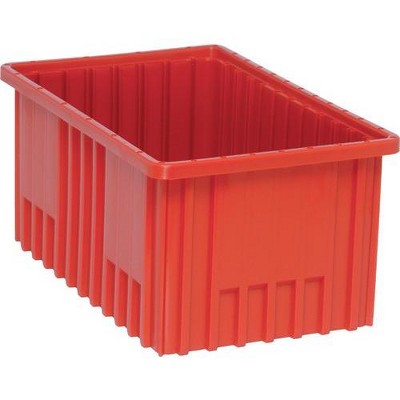 Quantum Storage Systems Dividable Grid Container, 16-1/2"L X 10-7/8"W X 8"H, Red, Made In Usa