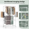 Tangkula Foldable Clothes Drying Rack Collapsible Laundry Rack Stand w/ Hanging Rods Folding Side Shelves Removable Middle Shelf w/ 4 Universal Wheels - 4 of 4