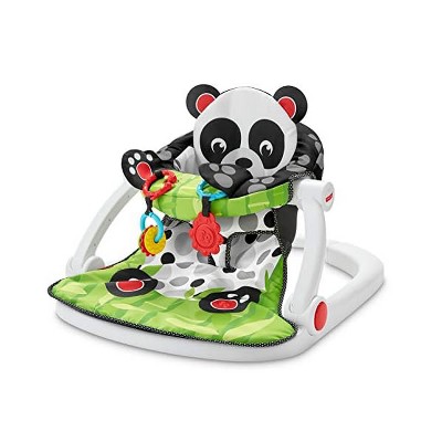 Fisher-Price Portable Baby Chair Sit-Me-Up Floor Seat with Developmental Toys and Crinkle & Squeaker Seat Pad, Panda Paws