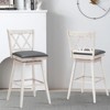 Costway Set of 2/4 Barstools Swivel Counter Height Chairs w/Rubber Wood Legs Black/White - image 2 of 4