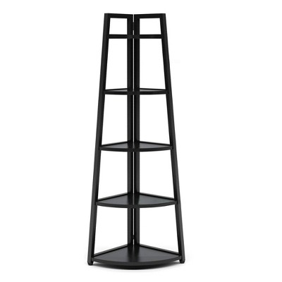 Lirago 5-Tier Corner Ladder Shelf-Compact Storage for Living Room Office or Balcony Black