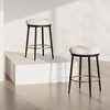 24.75" Velvet Upholstered Backless Counter Stools Set of 2 with Footrest, Round Seat, and Metal Frame for Kitchen, Bedroom - 2 of 4