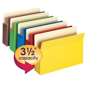 Smead File Pocket, Straight-Cut Tab, 3-1/2" Expansion, Letter Size, Assorted Colors, 5 per Pack (73892) - 1 of 4