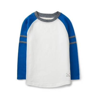 Hope & Henry Boys' Colorblock Raglan Tee (Blue & White, 6-12 Months)