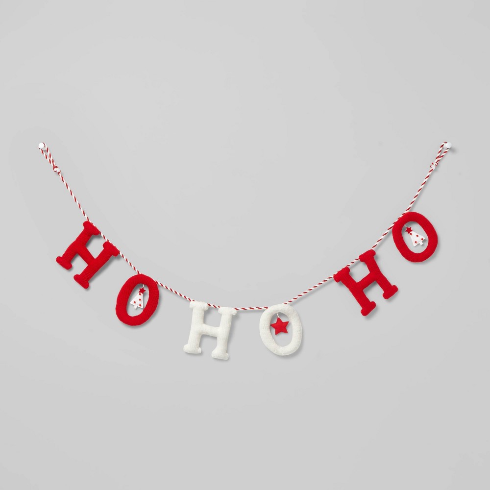 6ft Ho Ho Ho Oversized Christmas Garland Red/White - Wondershop