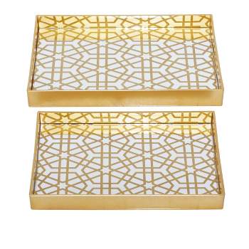Set of 2 Plastic Geometric Mirrored Tray – CosmoLiving by Cosmopolitan