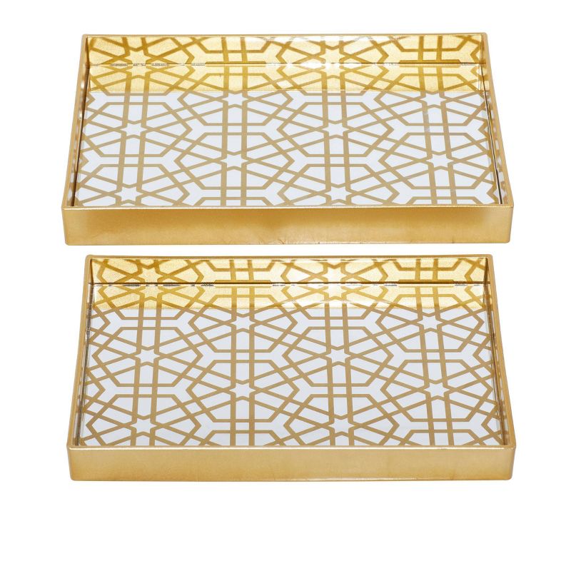 Set of 2 Plastic Geometric Mirrored Tray &#8211; CosmoLiving by Cosmopolitan, 1 of 9