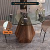LeisureMod Nebo 47-Inch Modern Round Dining Table with Walnut Base and Glass/ Sintered Stone Top for Kitchen and Home - 4 of 4