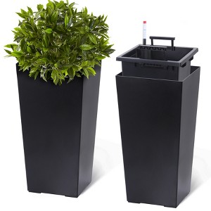 16" Tall Planters Set of 2, Outdoor＆Indoor Planter Pots, with Drainage Holes＆Water Level Monitor＆Inner Bucket, Automatic Watering - 1 of 4