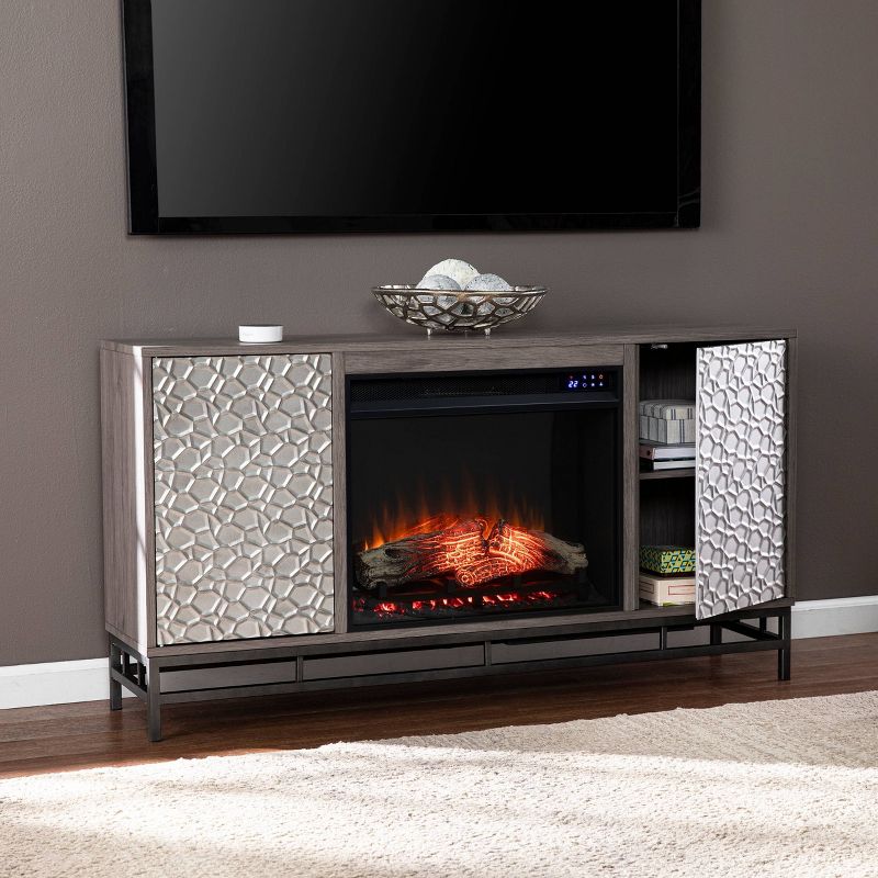 Dernal Fireplace with Media Storage Gray - Aiden Lane, 5 of 15