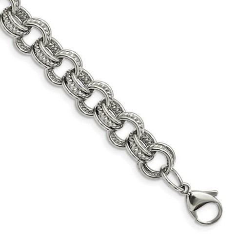 Black Bow Jewelry 11mm Stainless Steel Fancy Triple Cable Chain Bracelet, 7.75 Inch - image 1 of 4