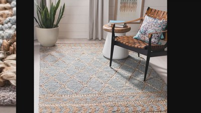 Blue and Natural Flat Woven Reversible Cotton 8' x 10' Rug