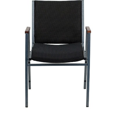 Hercules Series 31'' Heavy Duty Black Fabric Stack Chair with Silver Frame