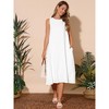 INSPIRE CHIC Women's Linen Sleeveless Crew Neck Shift with Pockets Casual Midi Dress - 3 of 4