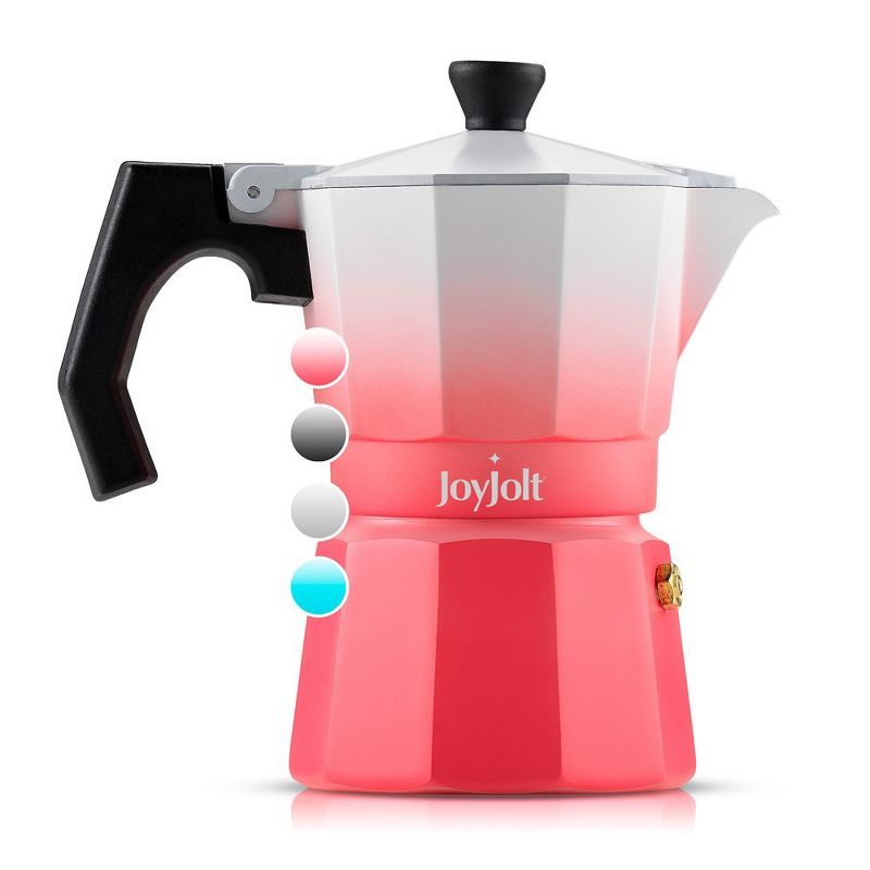 JoyJolt Italian Moka Pot 3 Cup Stovetop Espresso Maker Aluminum Coffee Percolator Coffee Pot - Pink, 1 of 9