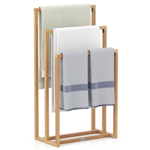 Tangkula 3-Tier Freestanding Towel Rack w/ 3 Hanging Crossbars for Bathroom Natural - 1 of 4