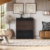 32.5''-58.8'' Extendable & Rotating Shoe Cabinet with Drawer, 90-Degree Corner Storage Cabinet for Entryway & Living Room, Black+Walnut - ModernLuxe - 4 of 4