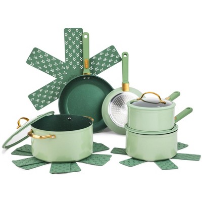 LunaLulinlk 12-Piece Cookware Set Non-Stick - Green