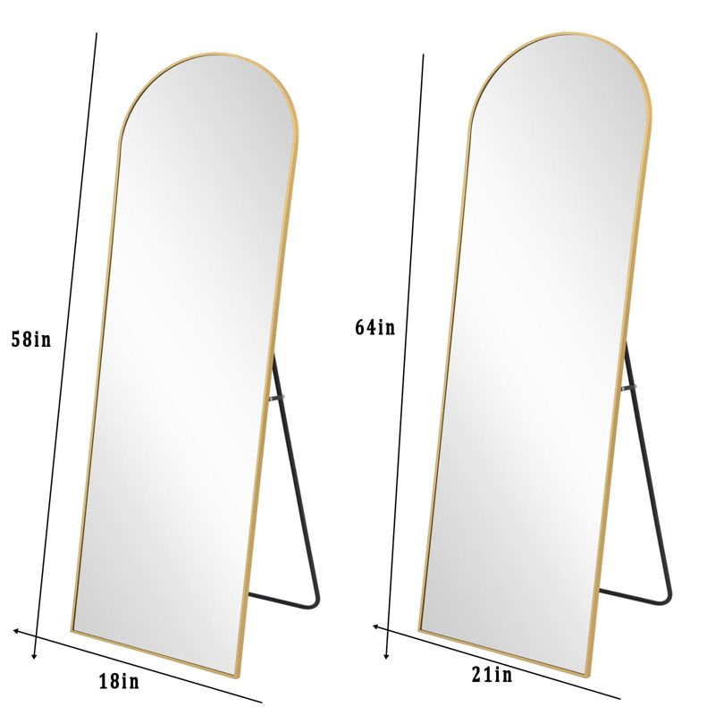 BEAUTYPEAK Oversized Floor Mirror Rectangle With Rounded Top Full Length Mirrors, 3 of 5