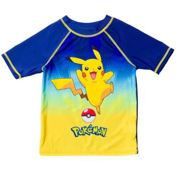 Pokemon Pikachu Rash Guard Swim Shirt Little Kid to Big Kid